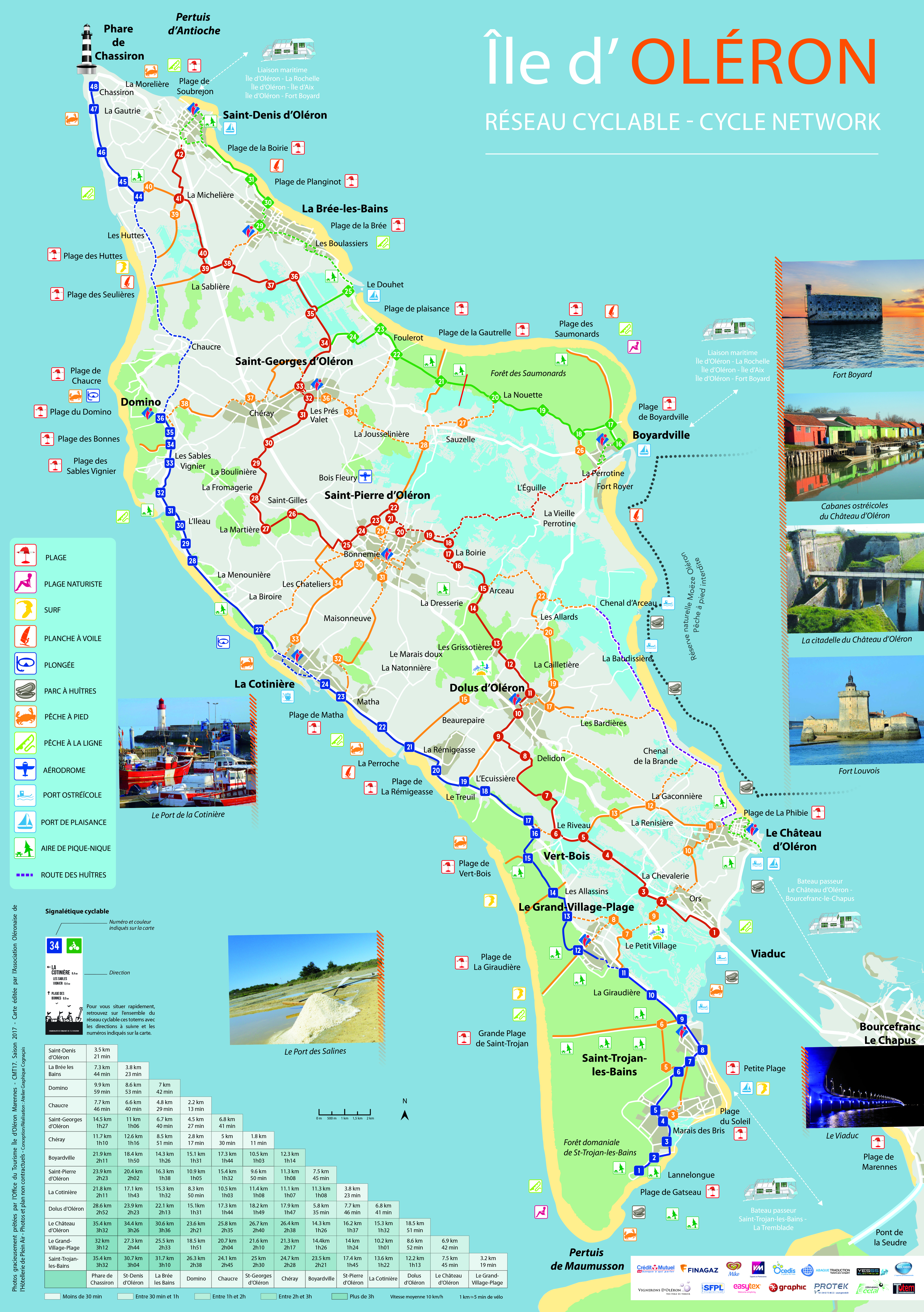 carte des pistes cyclables ile d'Oléron