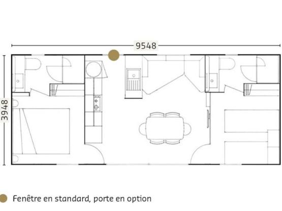 Stacaravan OTELLO met 2 slaapkamers, PRESTIGE-uitvoering, airconditioning en groot overdekt terras