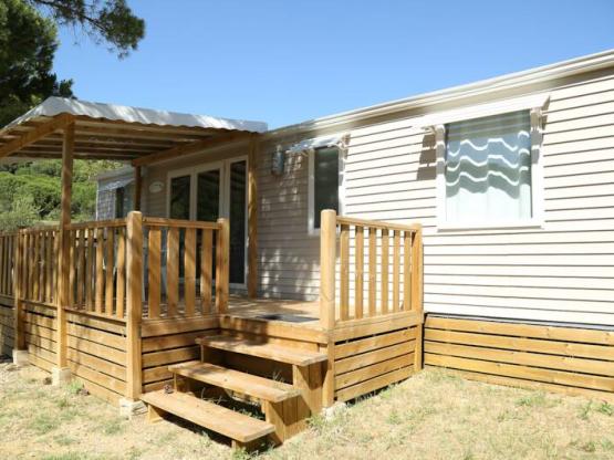 Stacaravan Prestige 40m² - 3 slaapkamers + airconditioning + TV+ overdekt terras