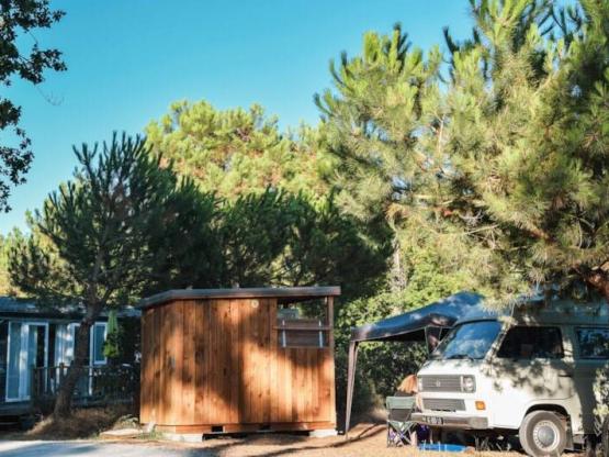 PREMIUM  PITCH ( tent/caravan/campervan) with private lavatory, fridge, sink and plancha