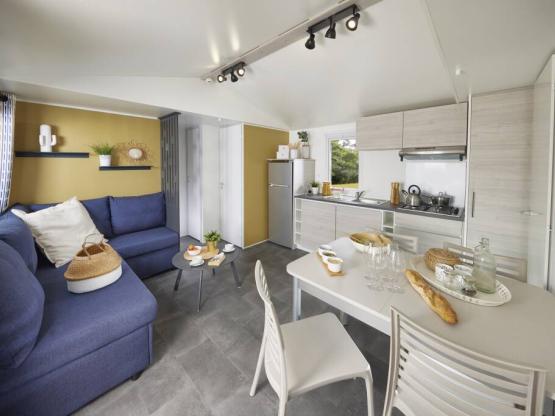 Stacaravan Premium 35m²- 3 slaapkamers - uitzicht op het meer - overdekt terras + A/C