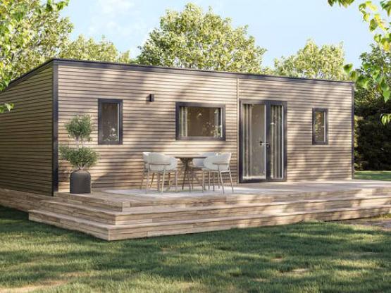 Mobil-Home Premium 6p met overdekt terras, 3 slaapkamers, airconditioning, vaatwasser, tv