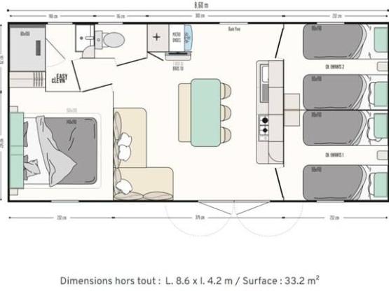 Mobil-home Chêne - 3 chambres - Moderne et confort pour toute la famille