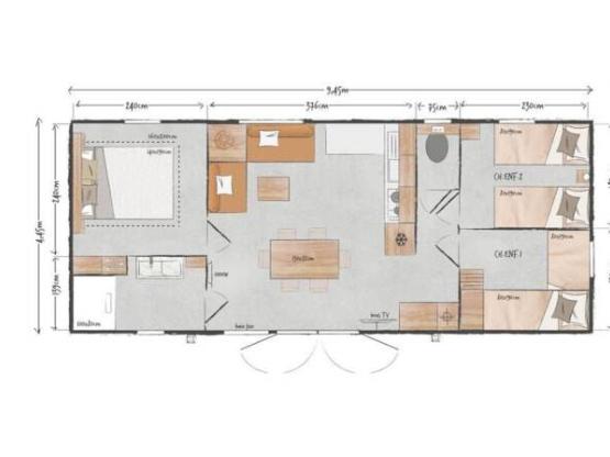 Stacaravan 3 slaapkamers + TV - 2026 -
