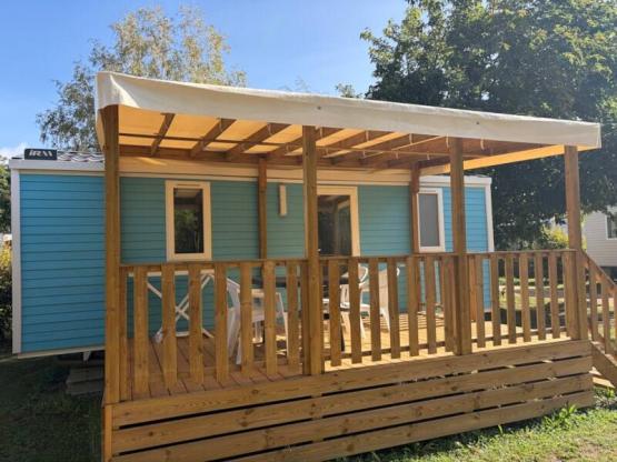 Comfortabele stacaravan (2 slaapkamers) + Overdekt terras